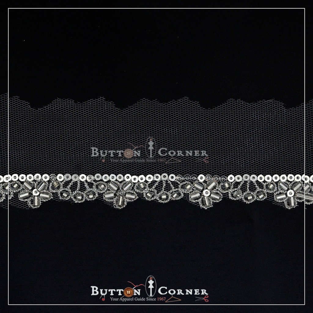 Fancy Glass Beads Sequence Lace