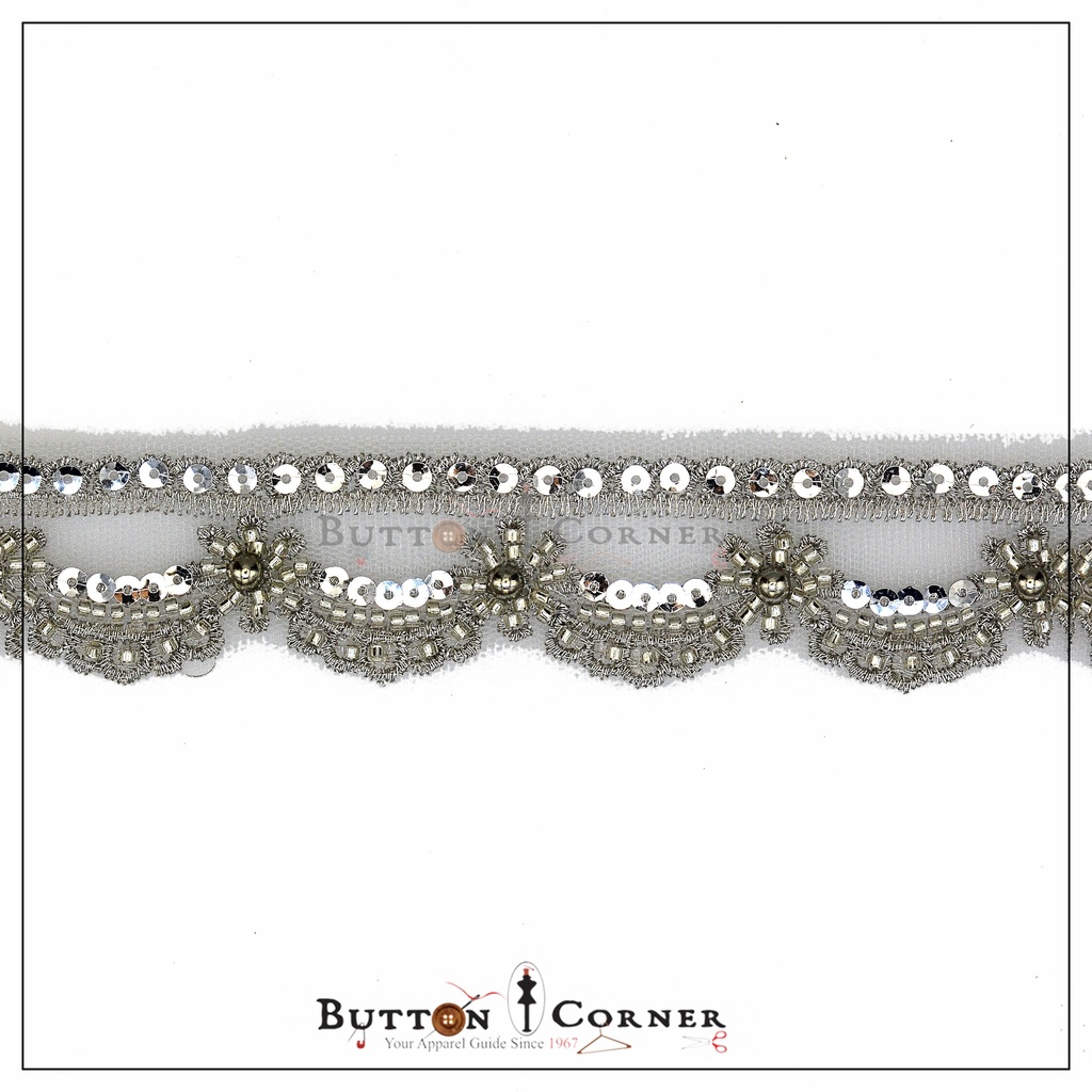 Fancy Glass Beads Sequence Lace