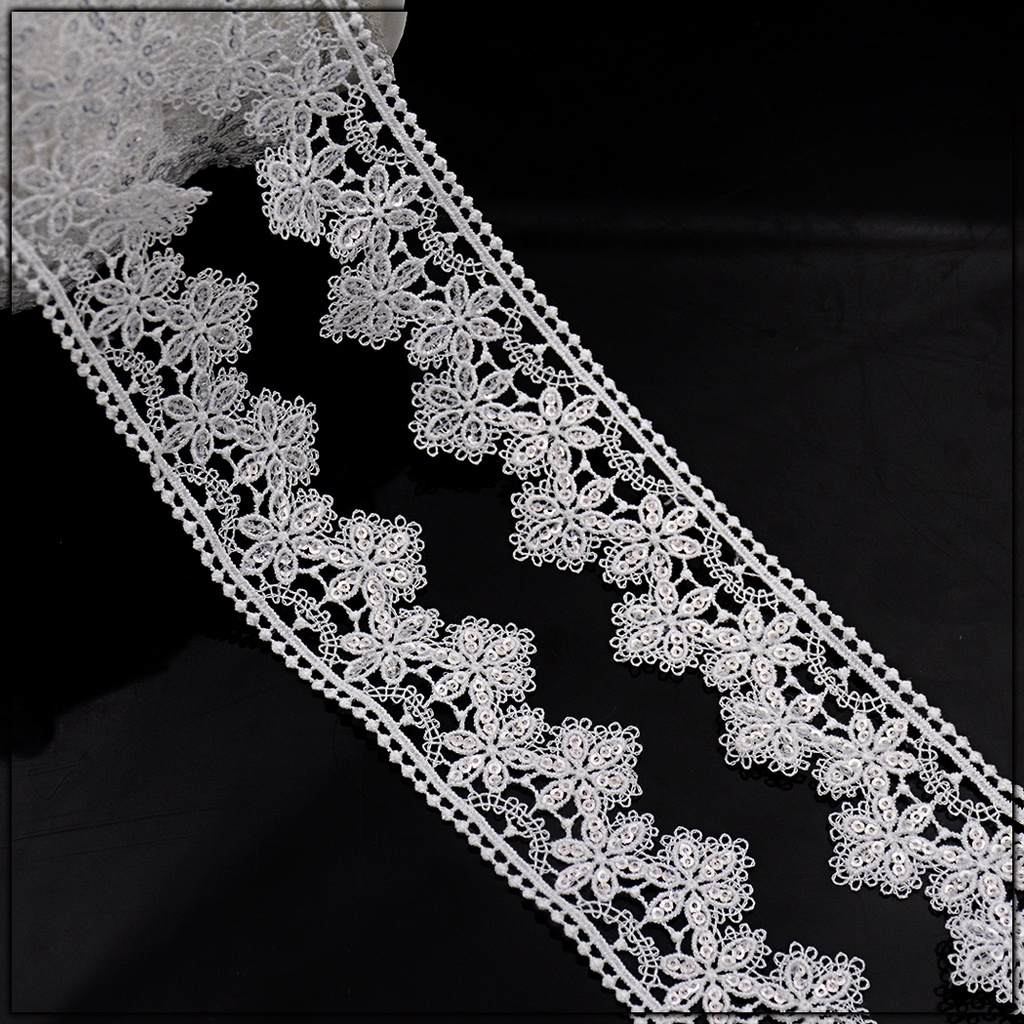 One Side Border Shuttle Sequence Lace