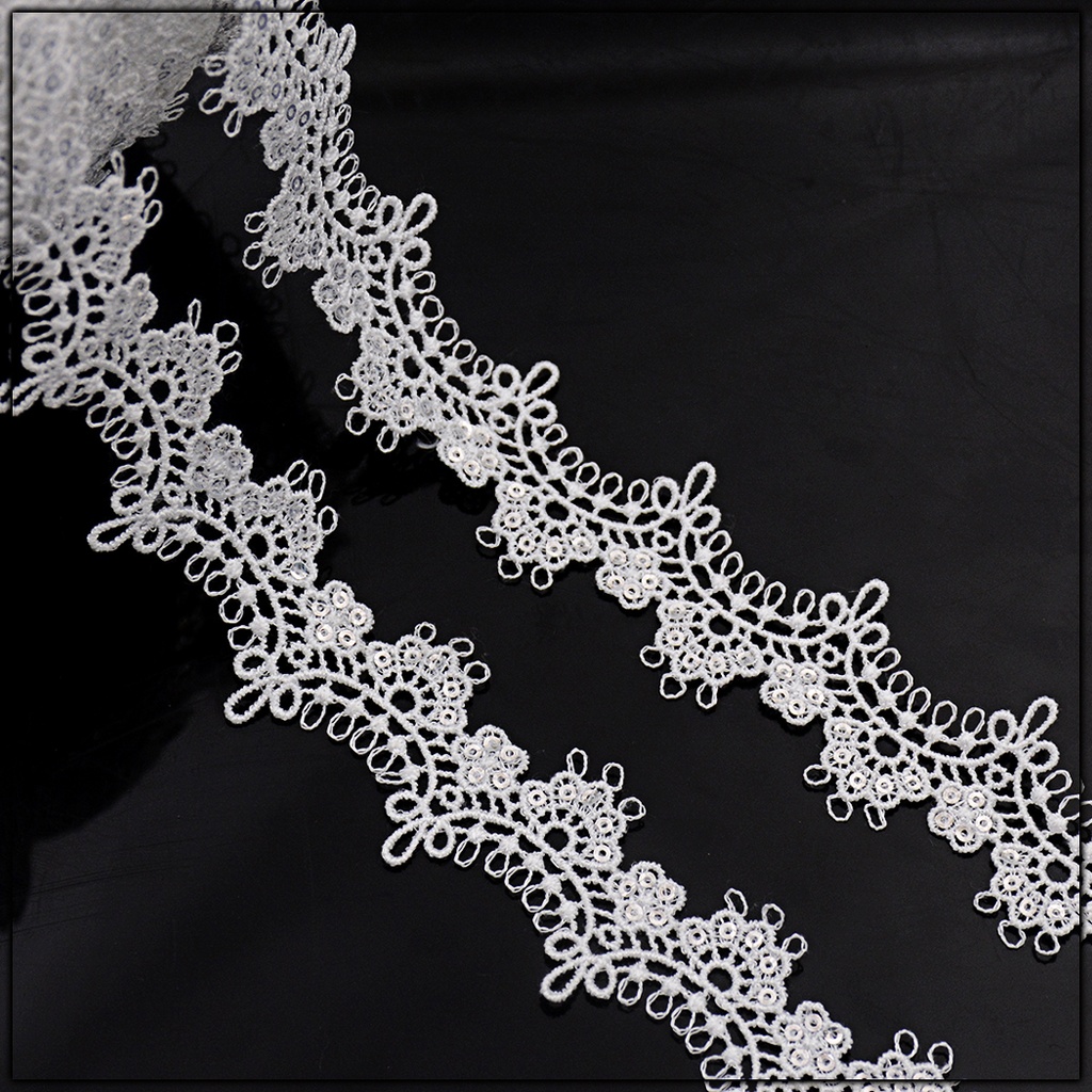 One Side Border Shuttle Sequence Lace