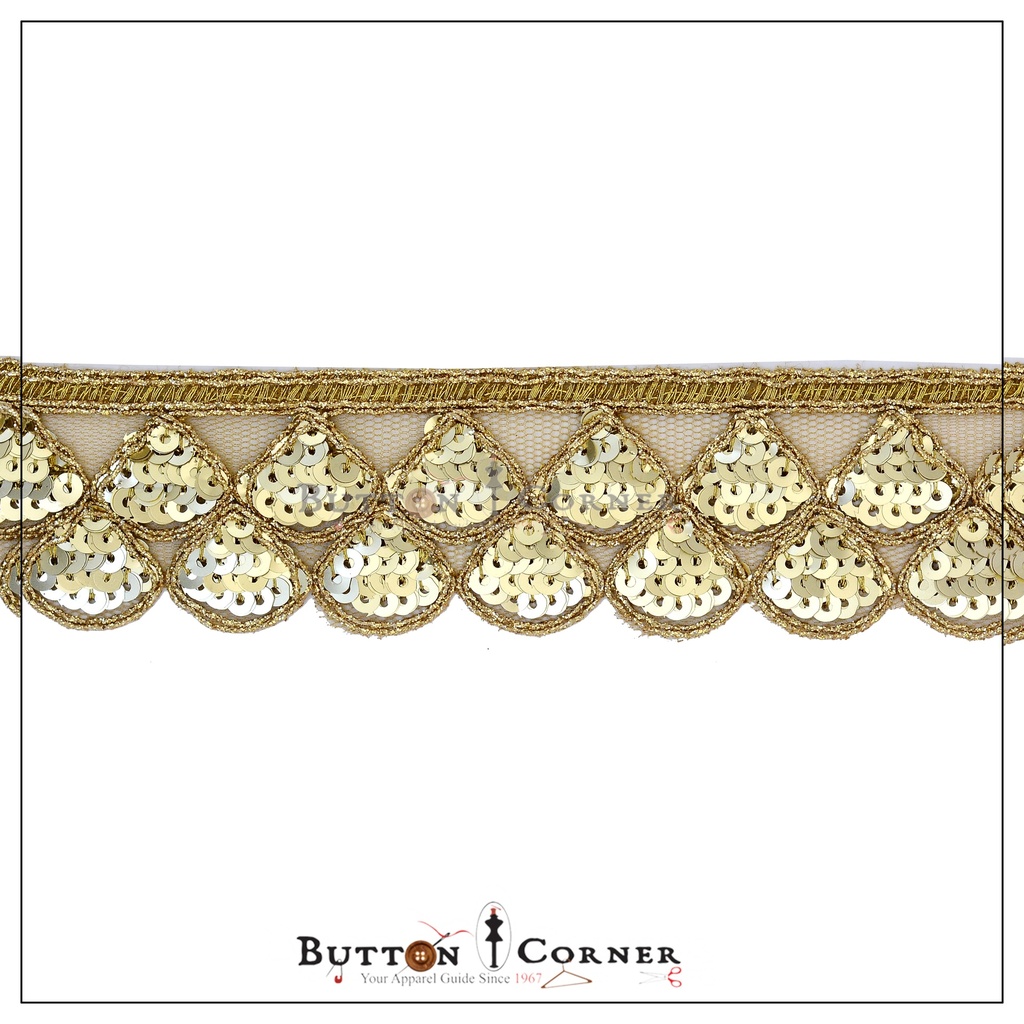 One Side Metallic Yarn Sequence Lace