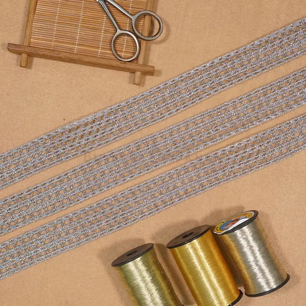 Fancy Metallic Yarn Crochet Lace