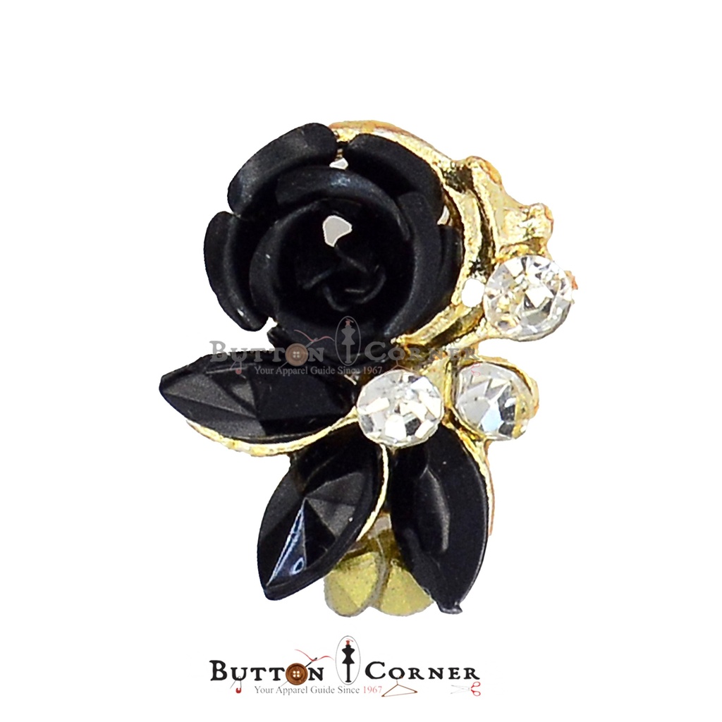 Fancy Flower Metal Stone Button