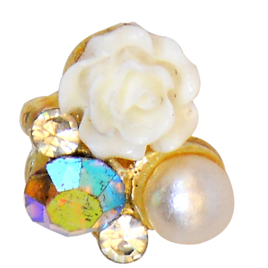 Flower With Stone & Pearl Button