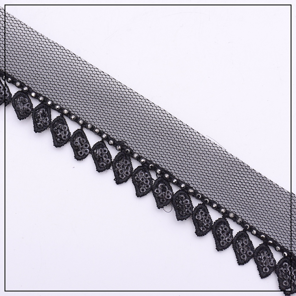 One Side Fancy Sequence Net Lace