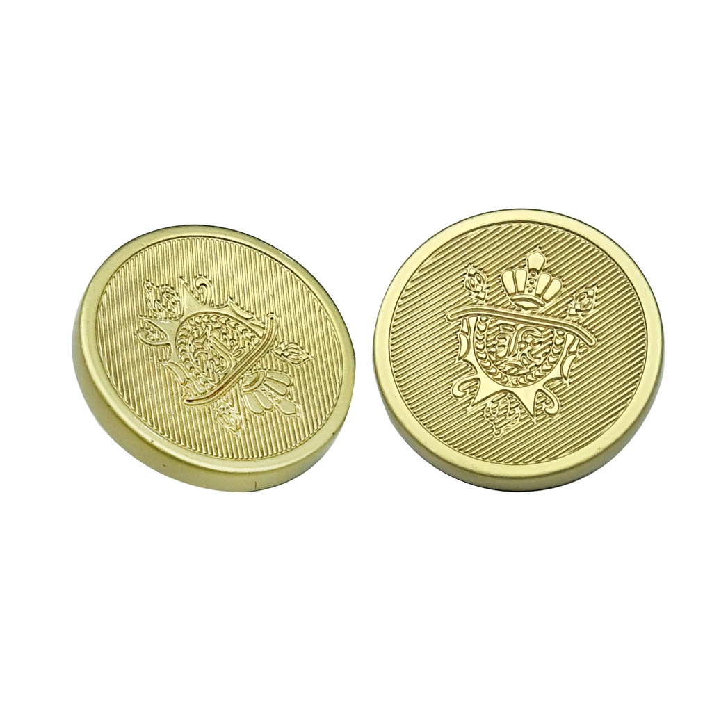 Crown Design Textured Pattern Metal Suiting Button