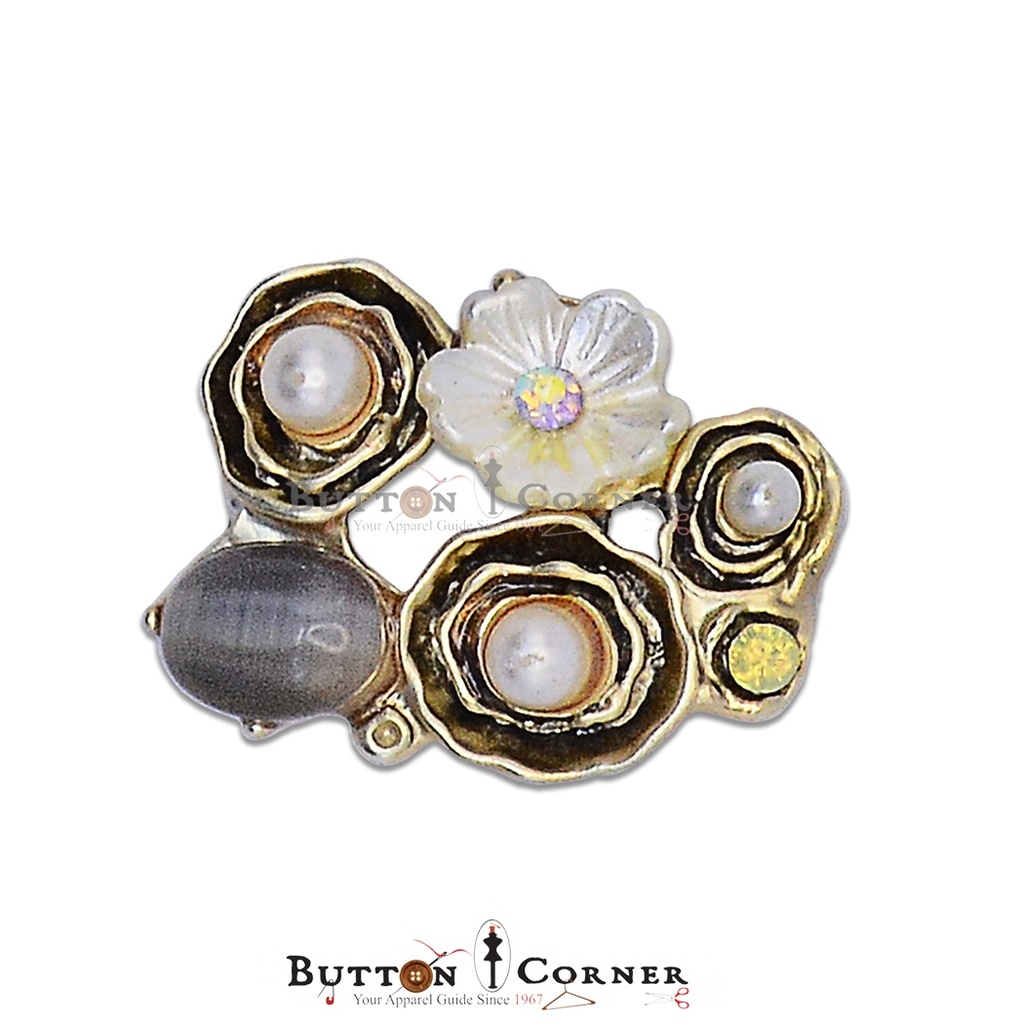 Fancy Button With Pearl & Beads