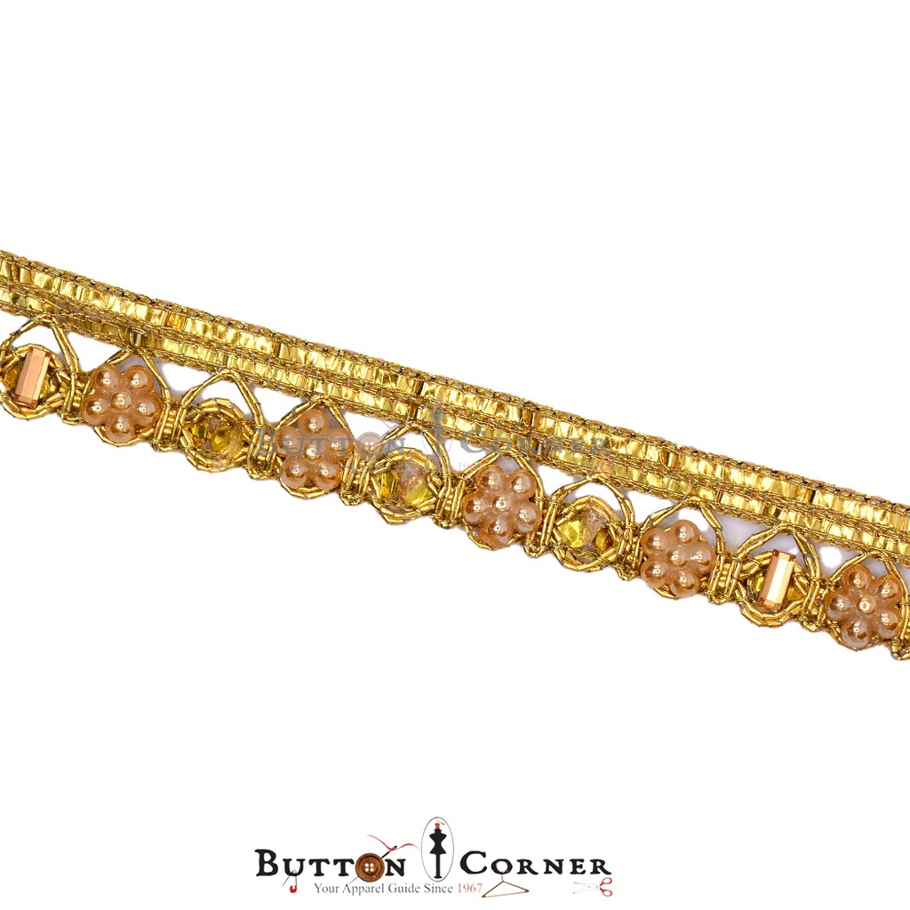 Fancy Pearl & Glass Beads Lace