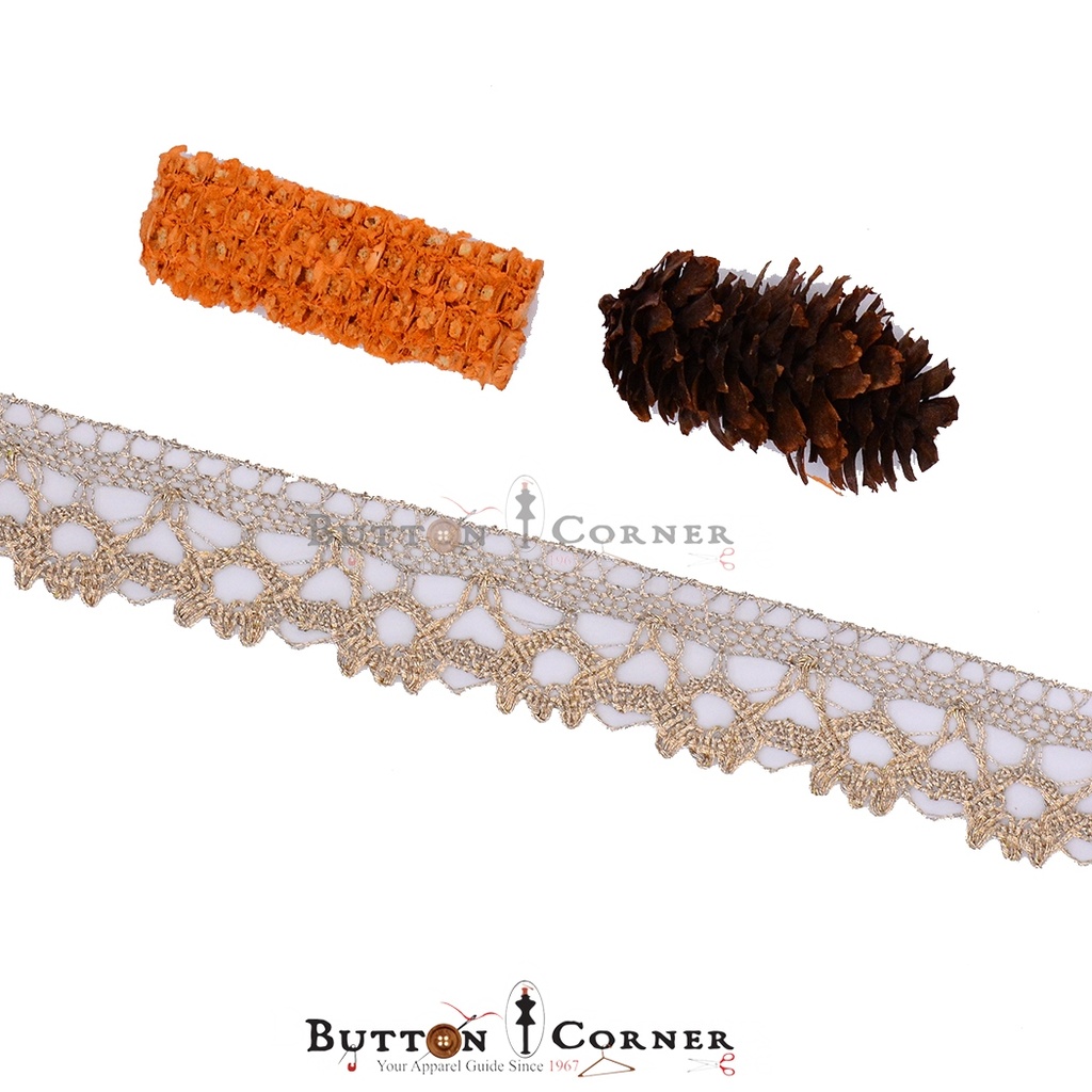 One Side Border Metallic Yarn Lace