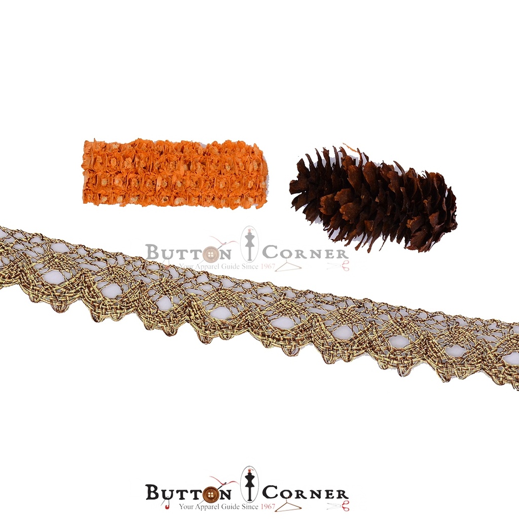 One Side Border Metallic Yarn Lace