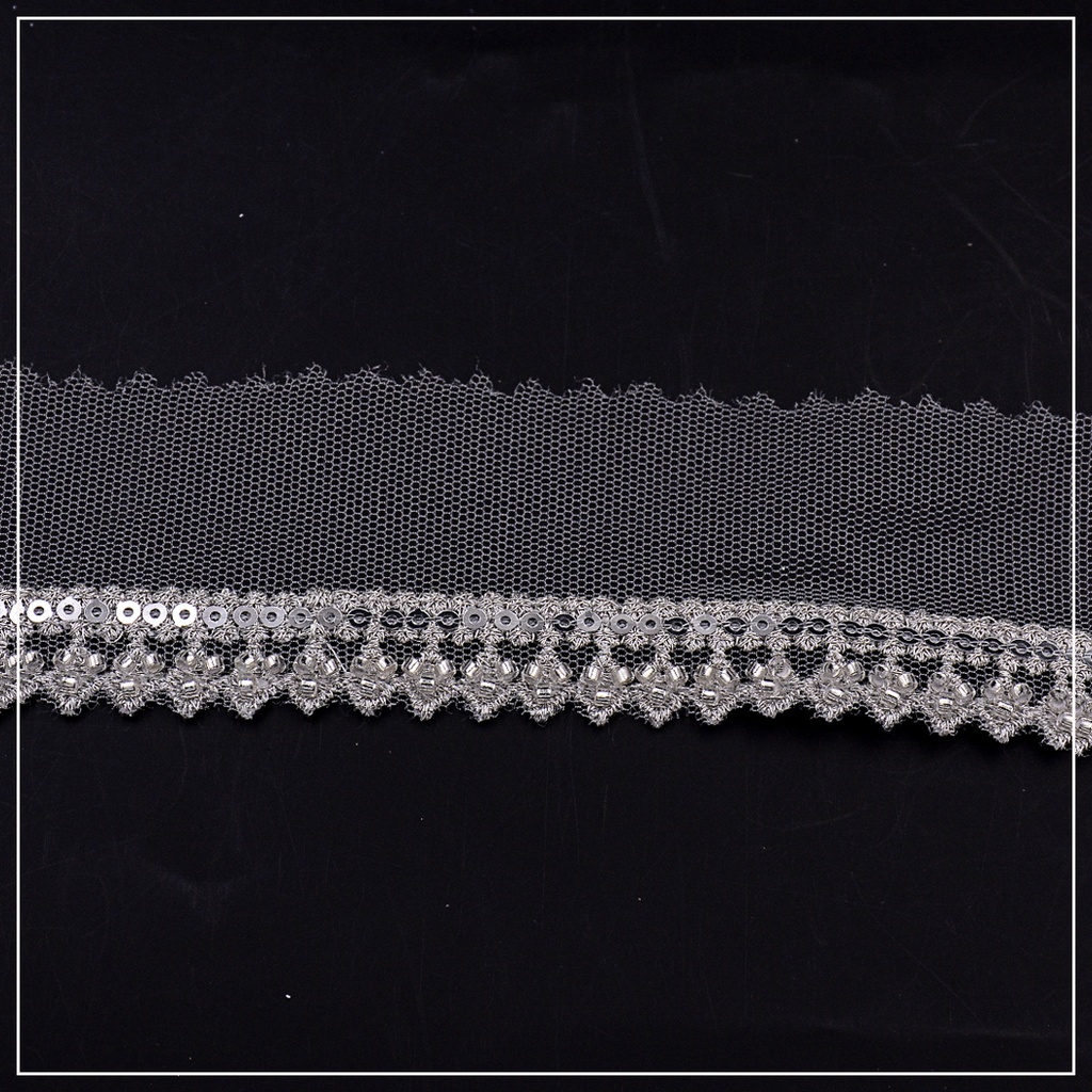 Fancy Glass Beads Sequence Lace