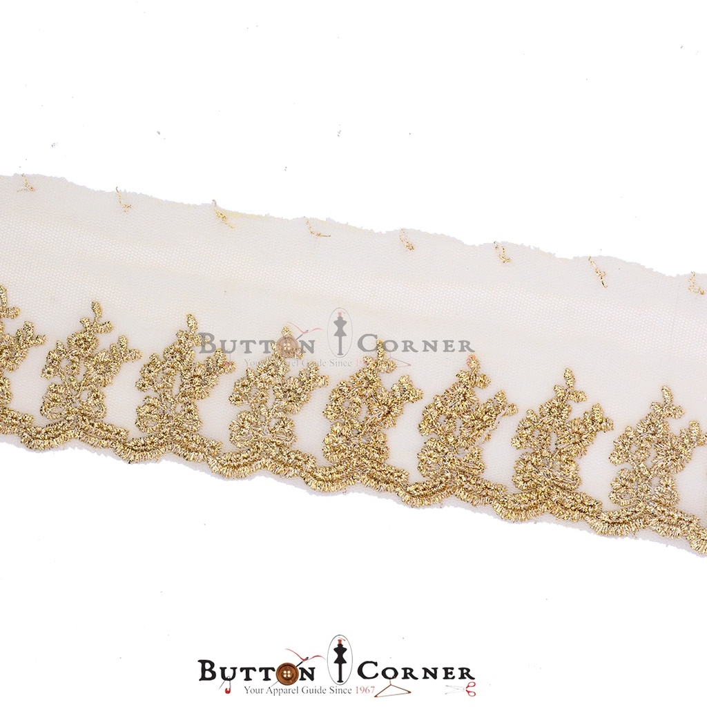 One Side Border Metallic Yarn Net Lace