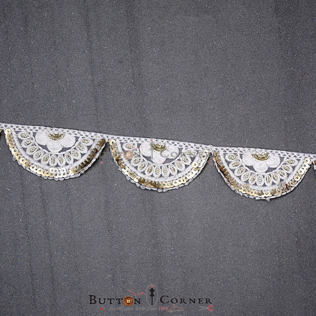 Metallic Yarn Sequence Embroidery Lace