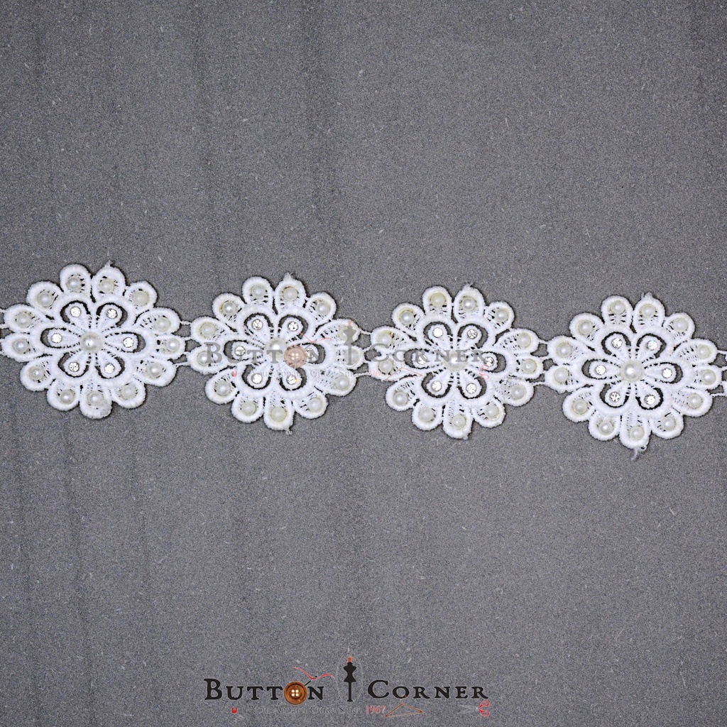 Fancy Pearl & Stone Shuttle Lace