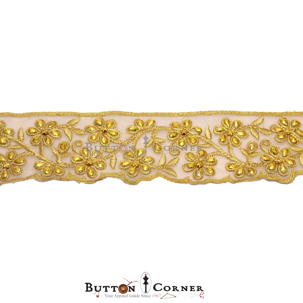 Fancy Metallic Yarn Stone Lace