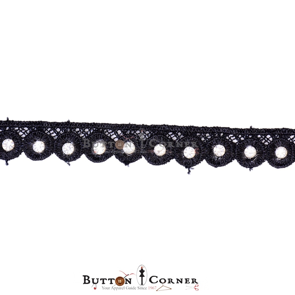 One Side Border Stone Shuttle Lace