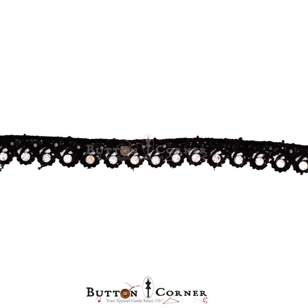 One Side Border Crystal Shuttle Lace