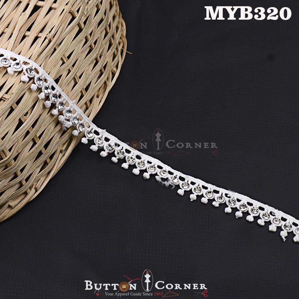 One Side Border Stone Shuttle Lace