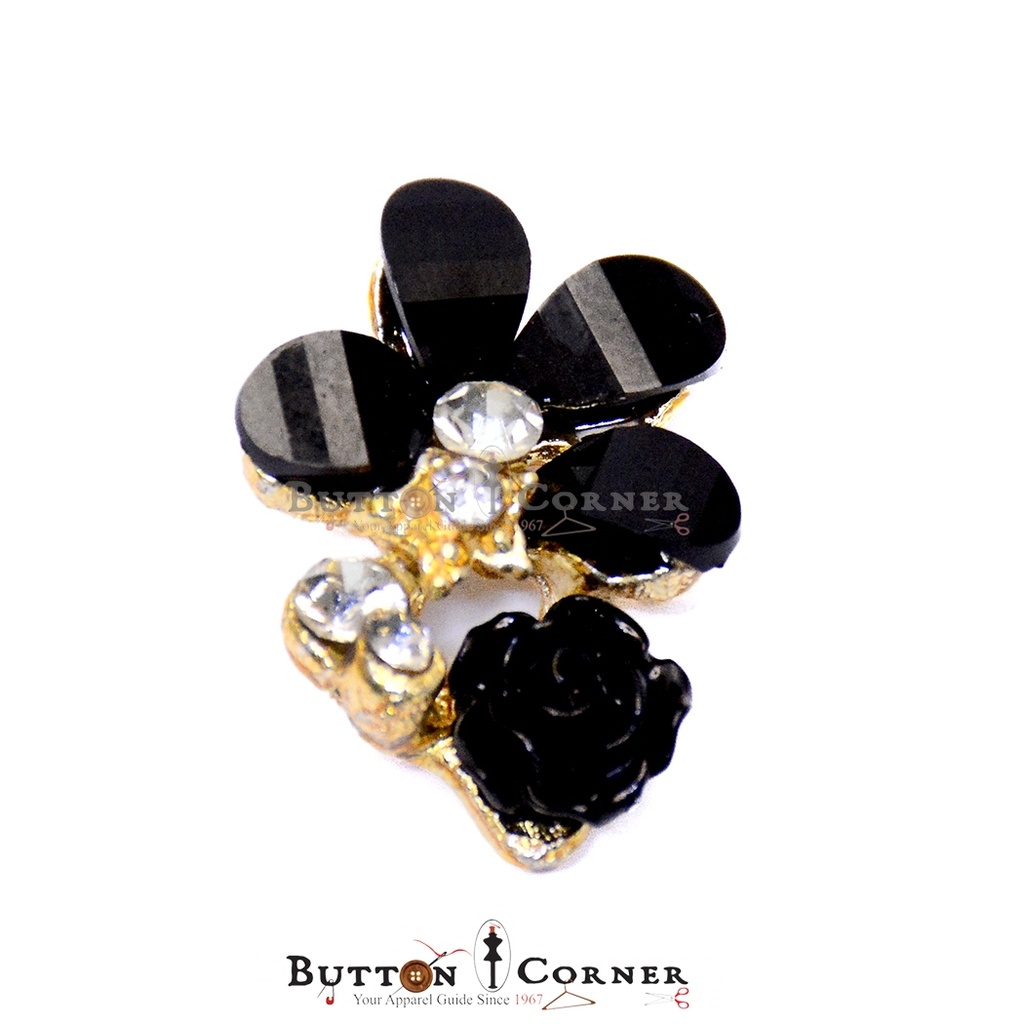 Fancy Flower Crystal Stone Button