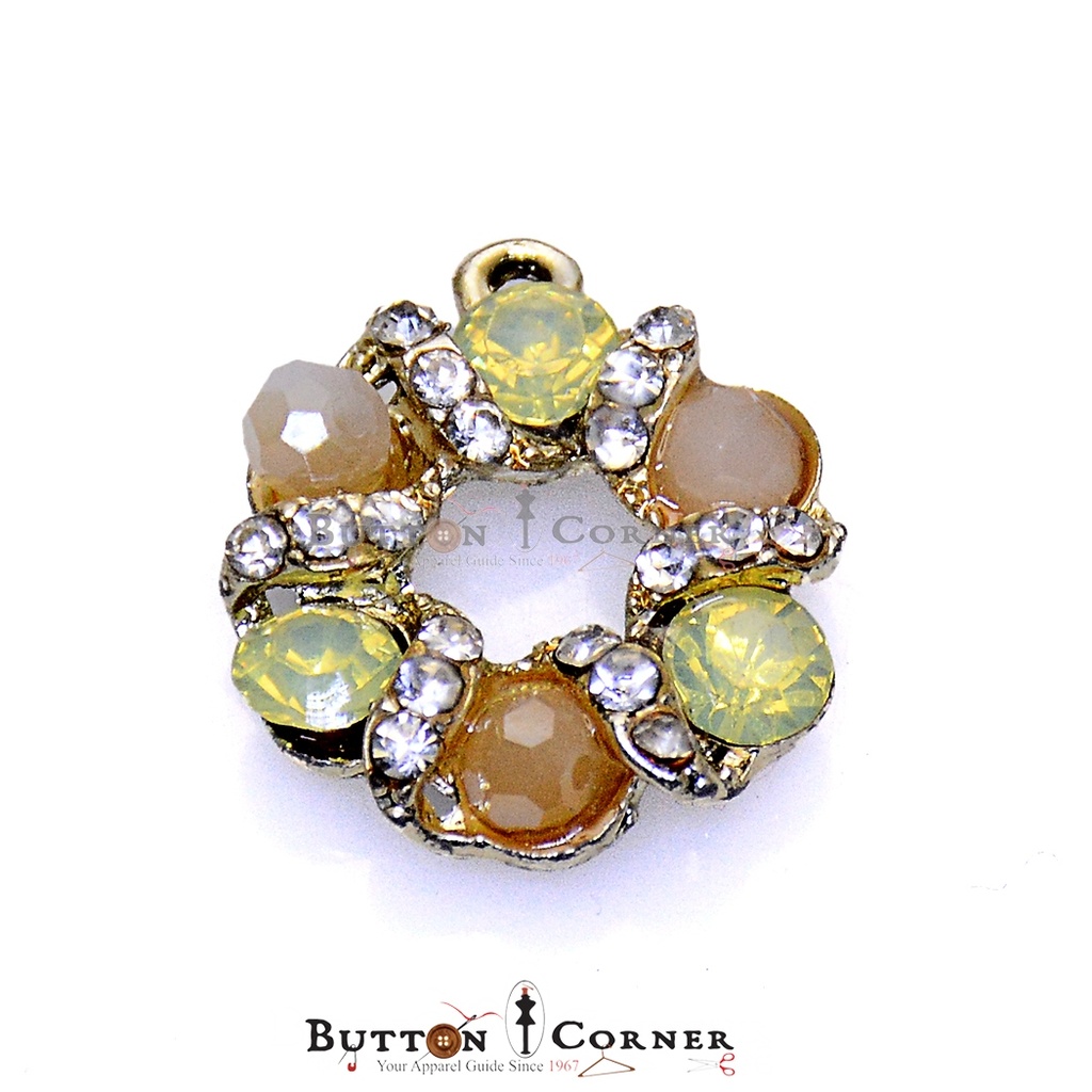 Circle Shape Crystal Stone Fancy Button