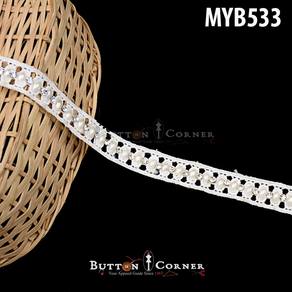 2 Side Border Crystal Shuttle Lace