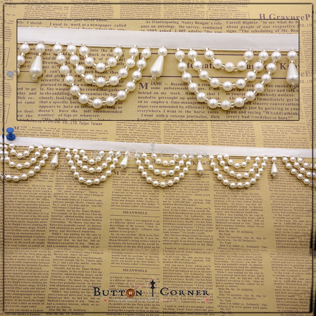 Fancy Scallop Pearl Hanging Lace
