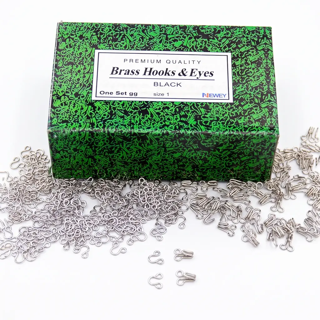 Brass Blouse Hooks & Eyes (Green)