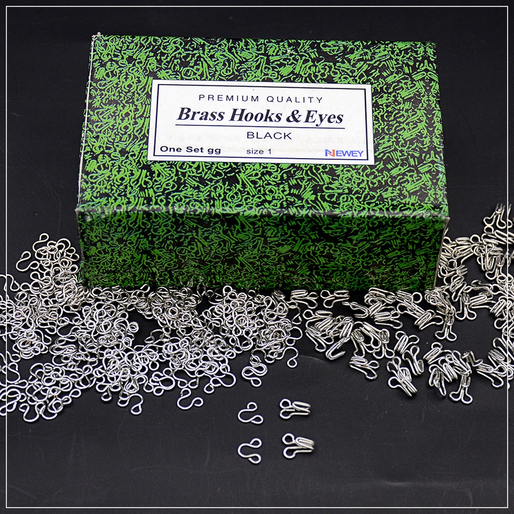 Brass Blouse Hooks & Eyes (Green)