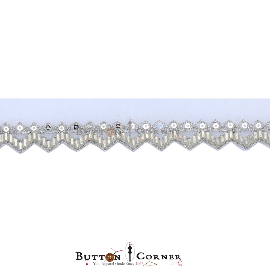 Fancy Glass Beads Sequence Lace
