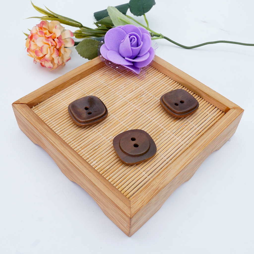 Double Border 2 Hole Wooden Button