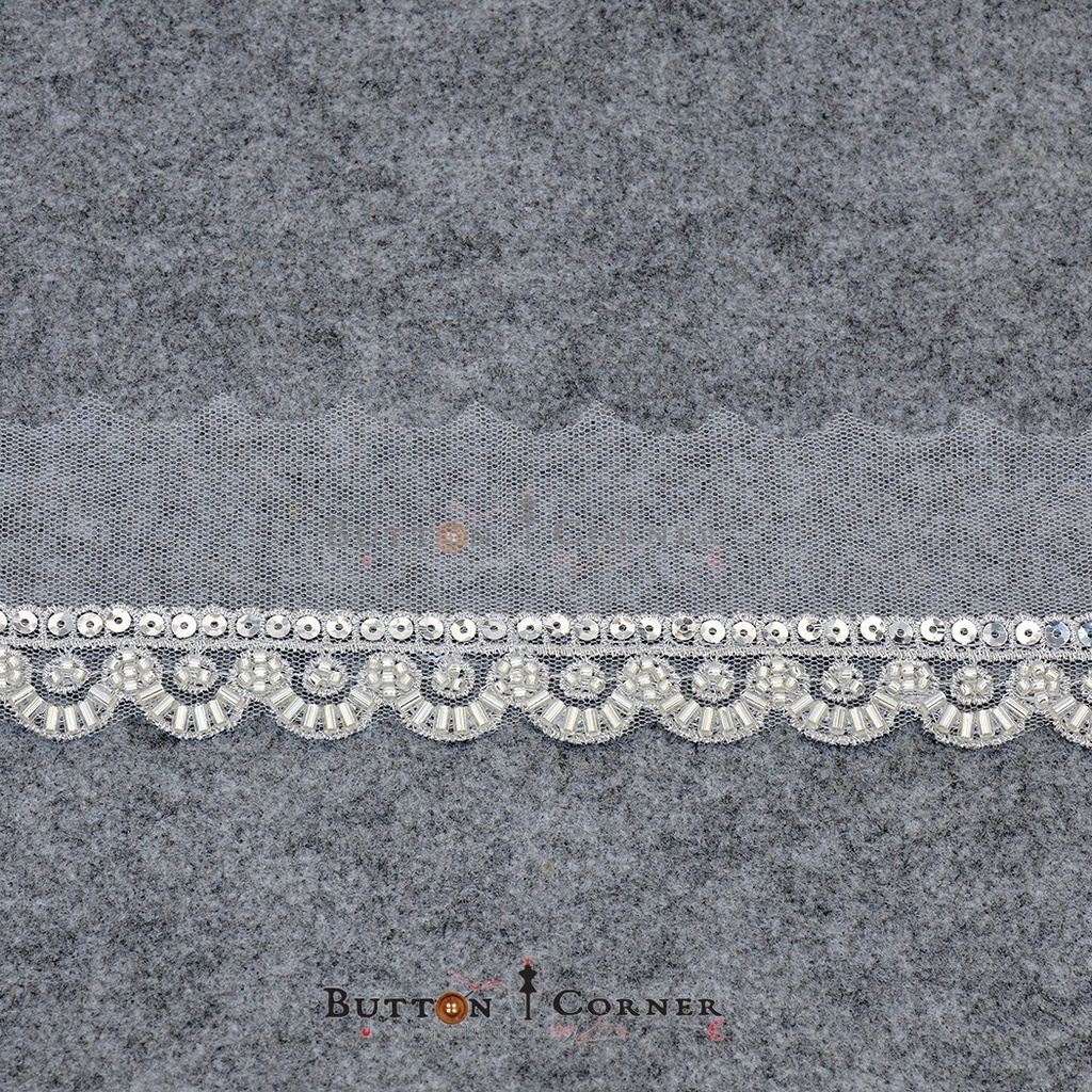 Fancy Glass Beads Sequence Lace