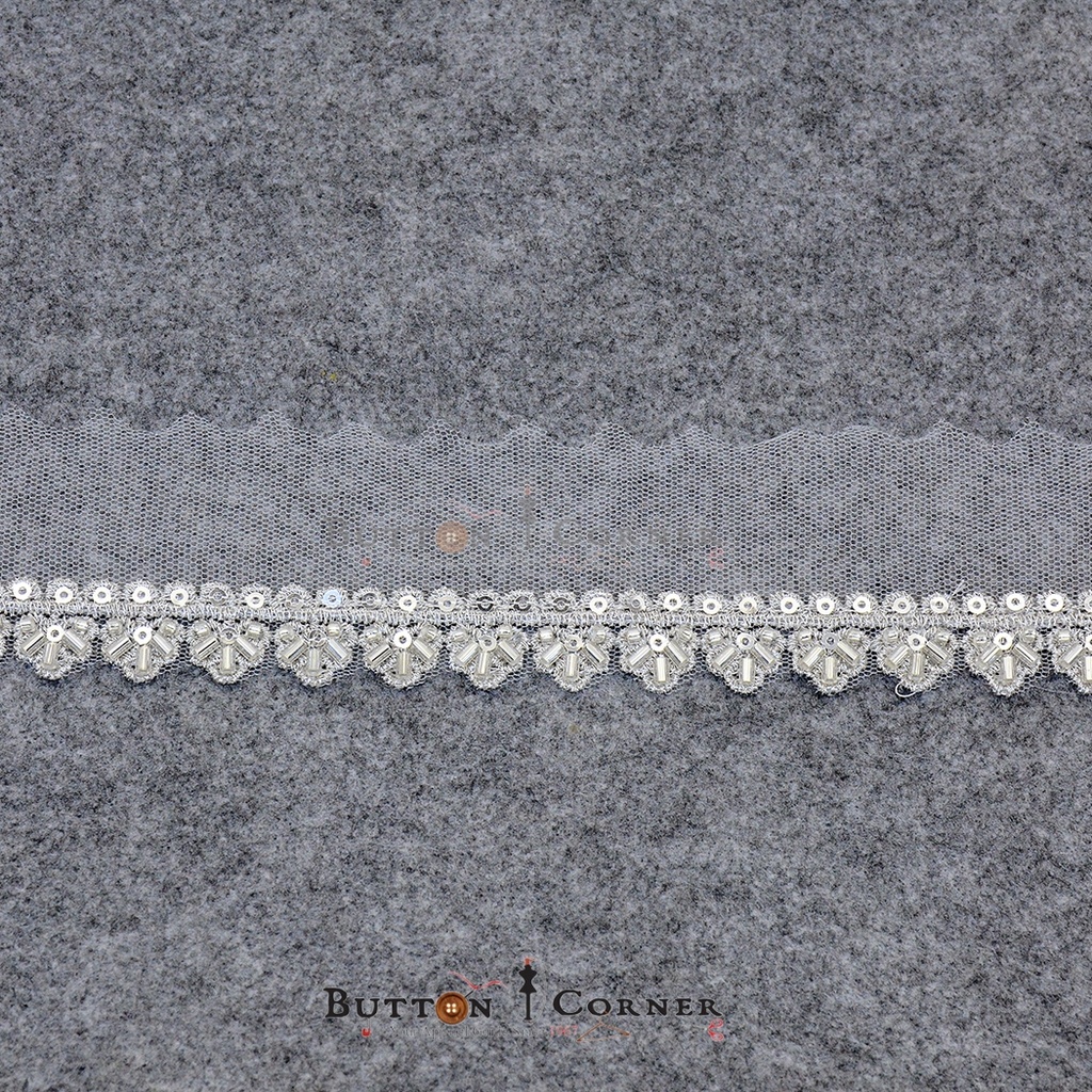 Fancy Glass Beads Sequence Lace