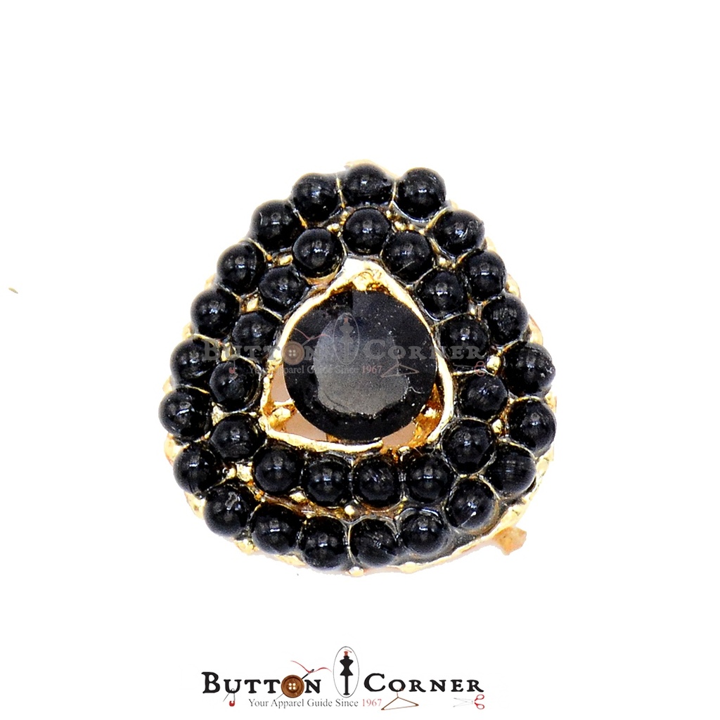 Triangle Shape Crystal & Pearl Button