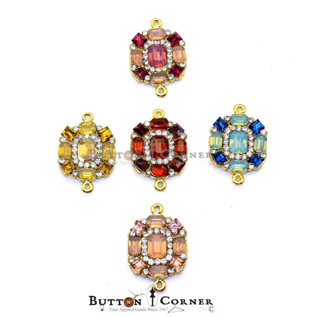 Double Hook Crystal Stone Button