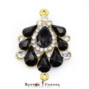 Deluxe Multi-Color Pear-Cut Crystal Button with Gold Loops