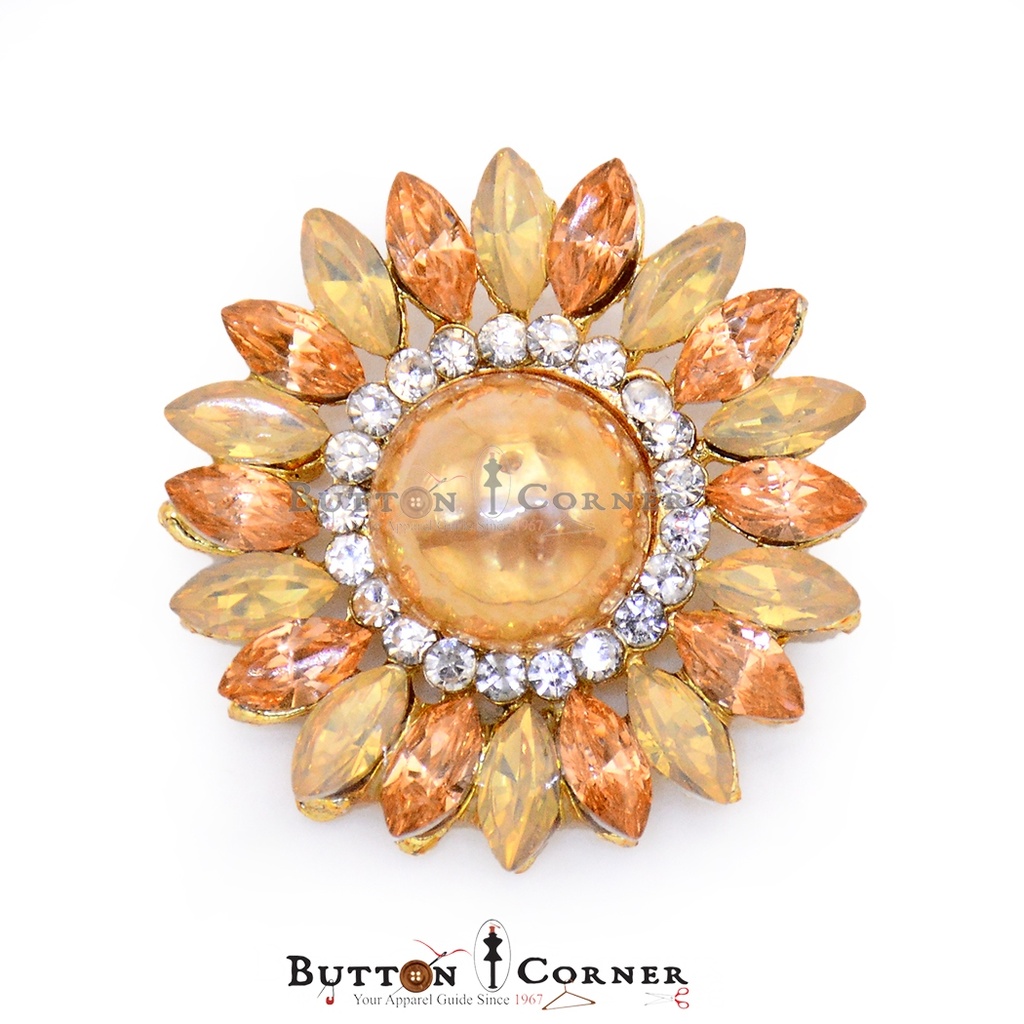 Sunflower Shape Center Stone Fancy Button