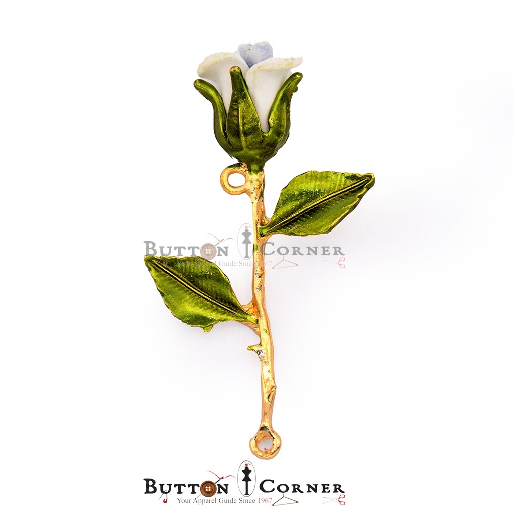 Double Hook Enamel Rose Leaf🌹Flower in Metal with Gold Base