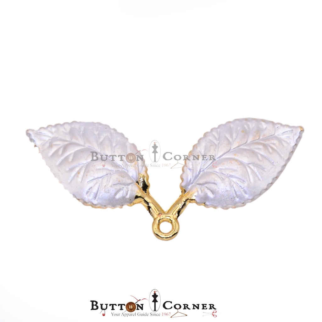 Enamel Two Leaf Hanging in Metal with Gold Base