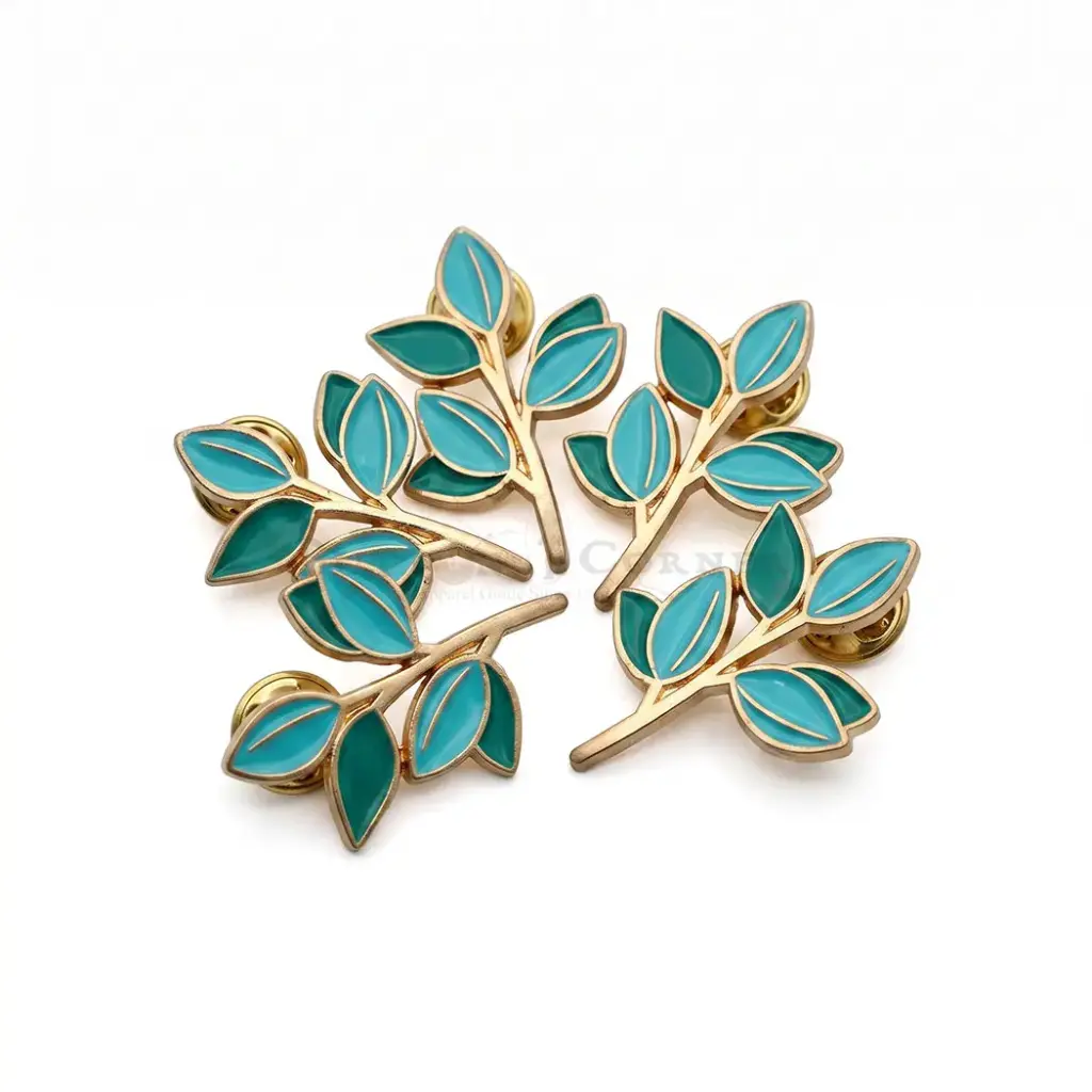 Elegant Leaf Branch Enamel Lapel Pin