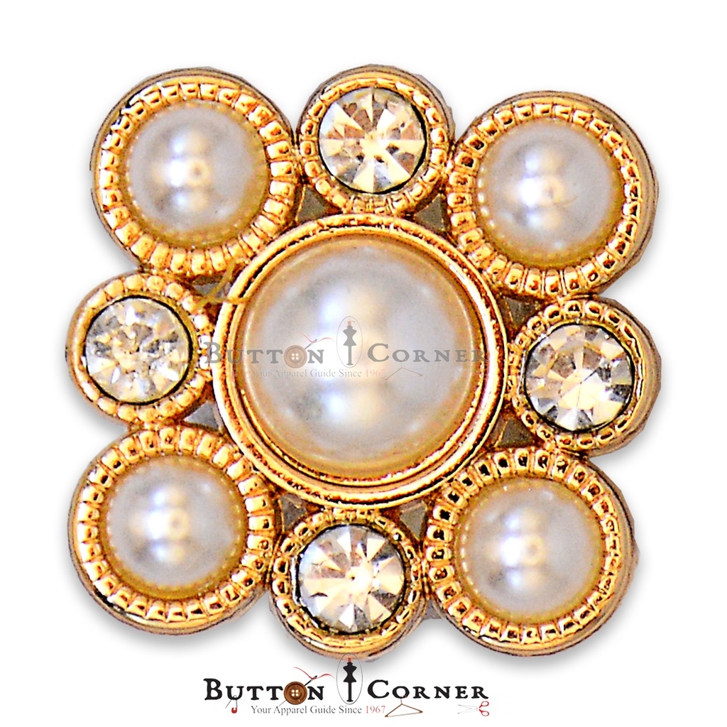 Square Shape Pearl & Stone Button