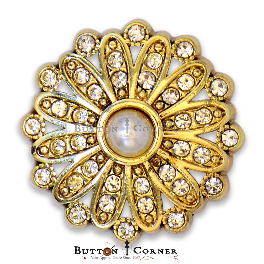 Center Pearl & Stones Fancy Button
