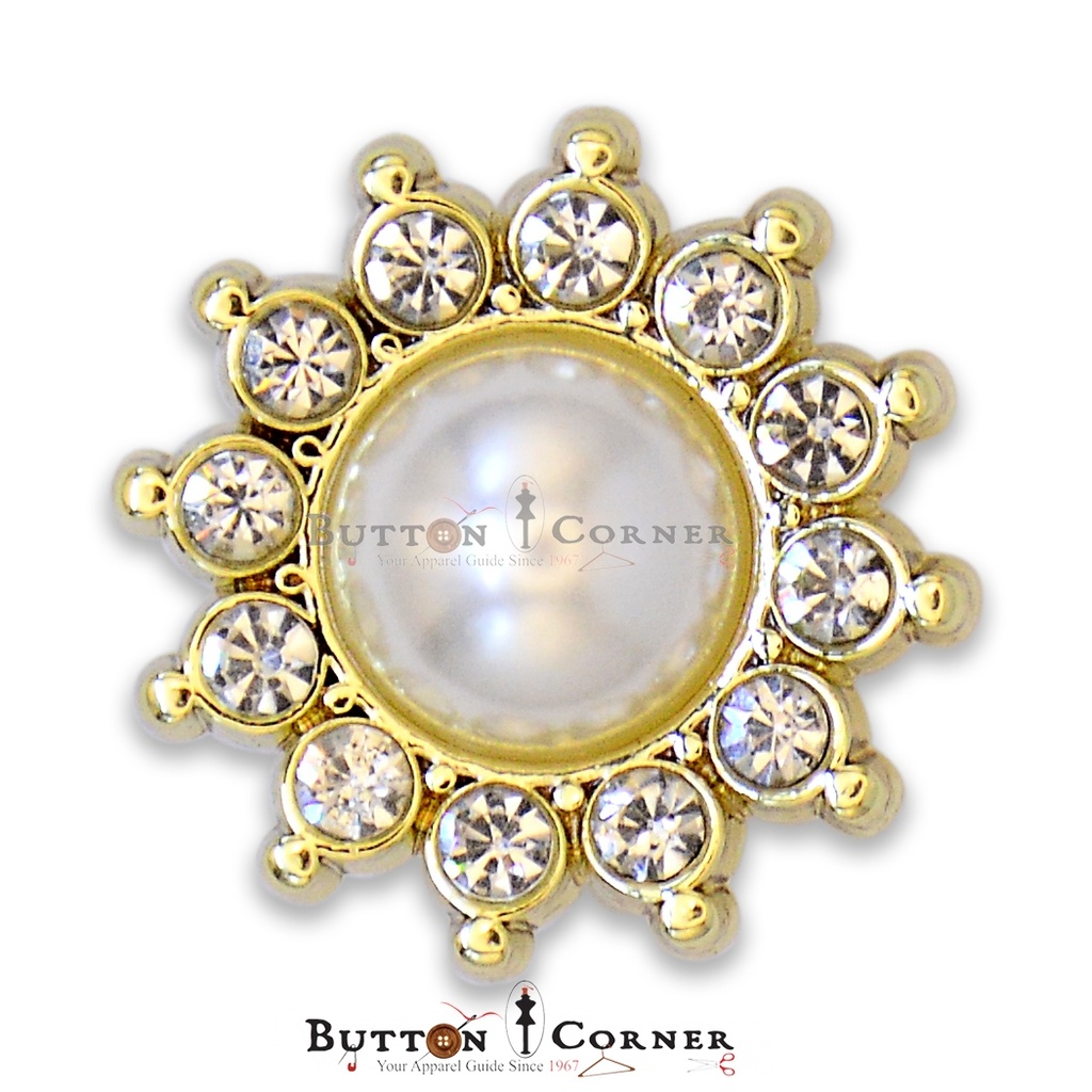 Sunflower Shape Pearl & Stones Button