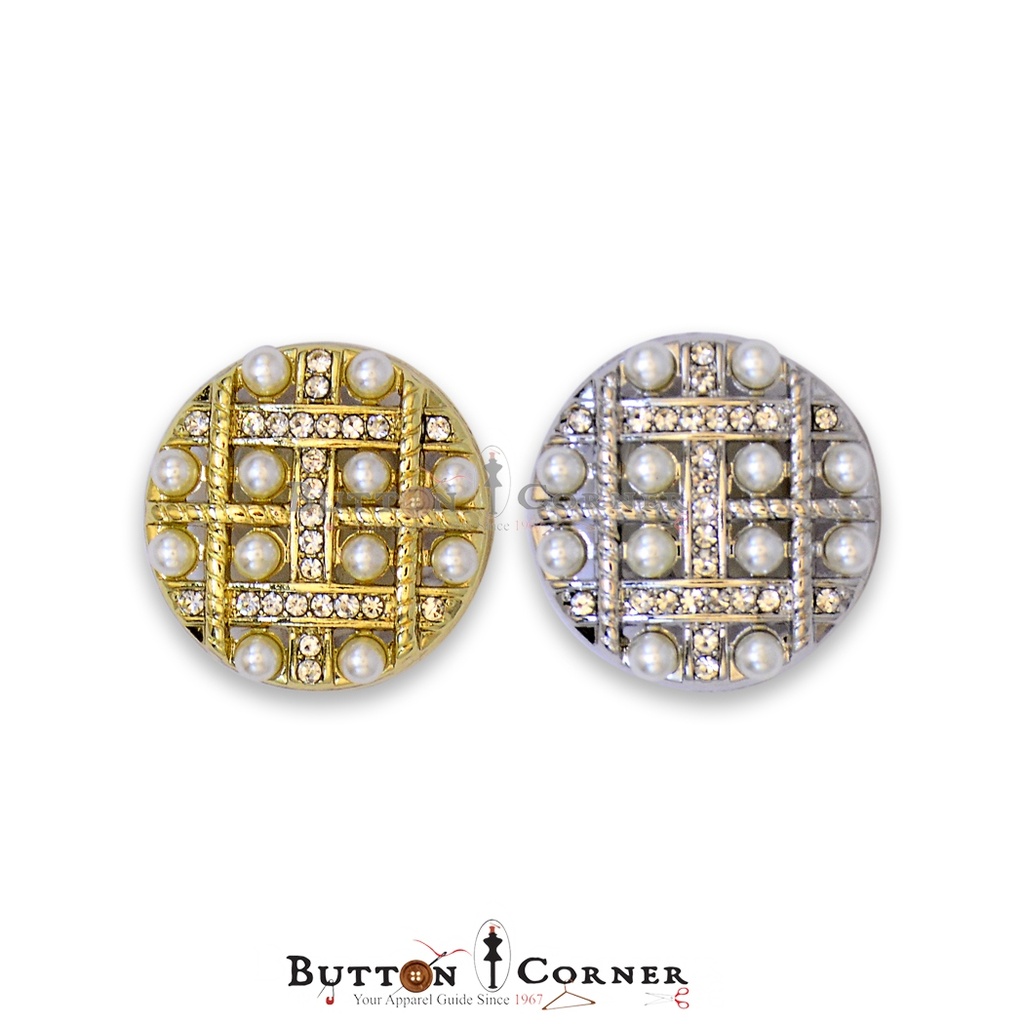 Round Shape Pearl & Stone Button