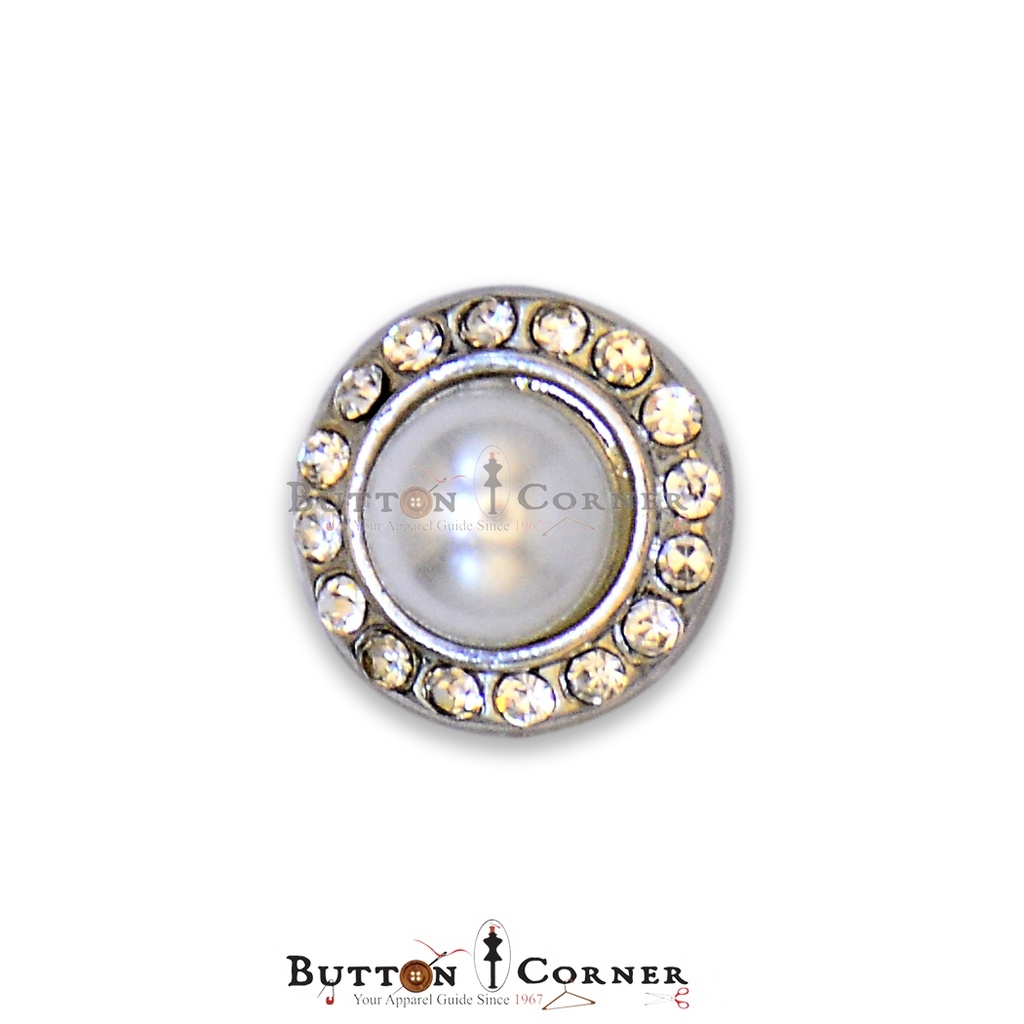 Stones Border Center Pearl Fancy Button