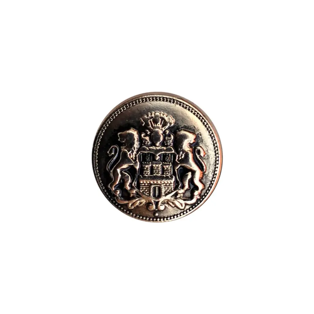 Lion Crest Vintage Design Button