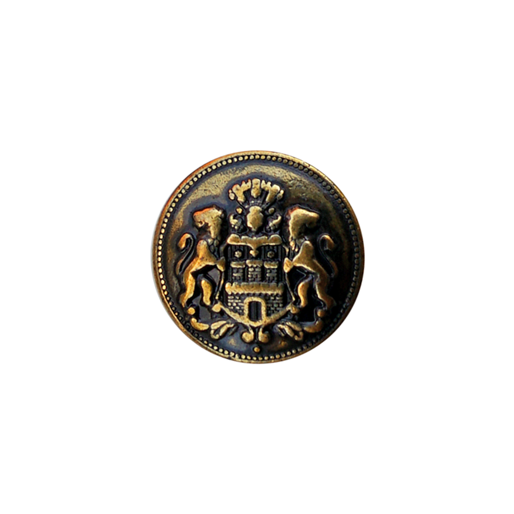 Lion Crest Vintage Design Button
