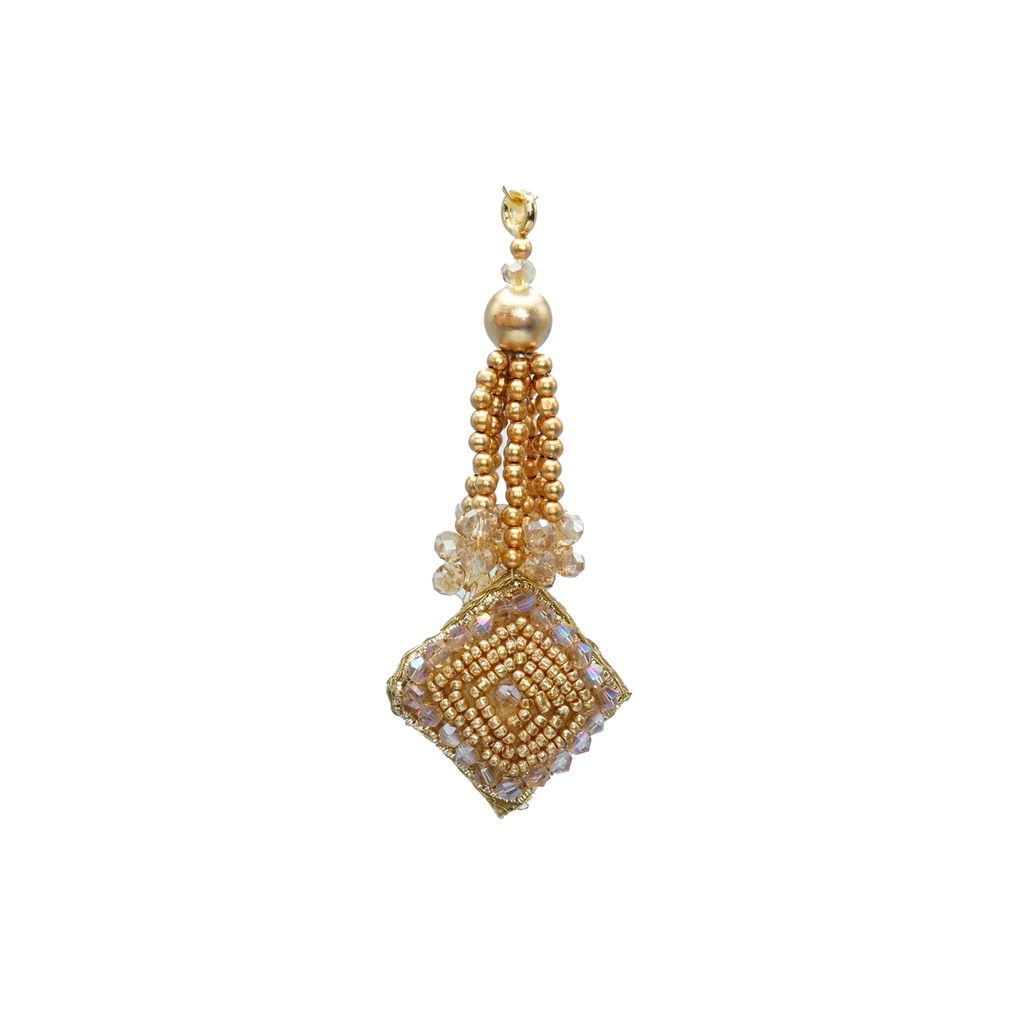 Rhombus Design Pearl Crystal Tassel