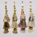 Traditional Style Metallic Yarn Glass Beads Fancy Tassel