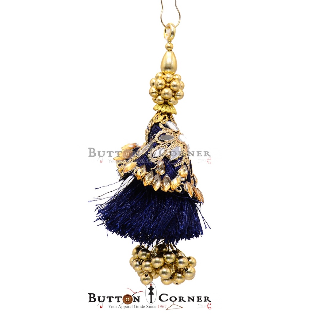 Embroidery Thread Cap Design Kundan Pearl Tassel