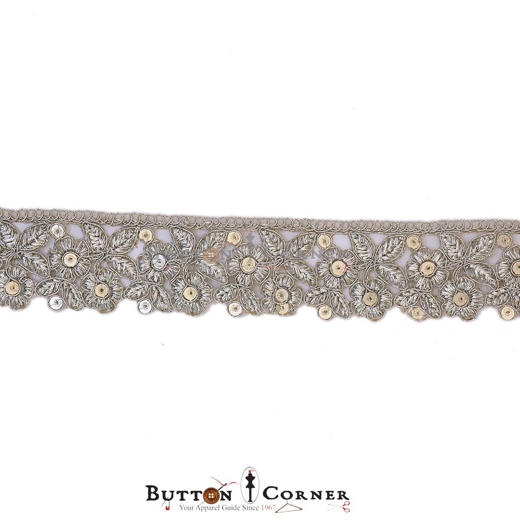 Fancy Sequence Metallic Yarn Lace